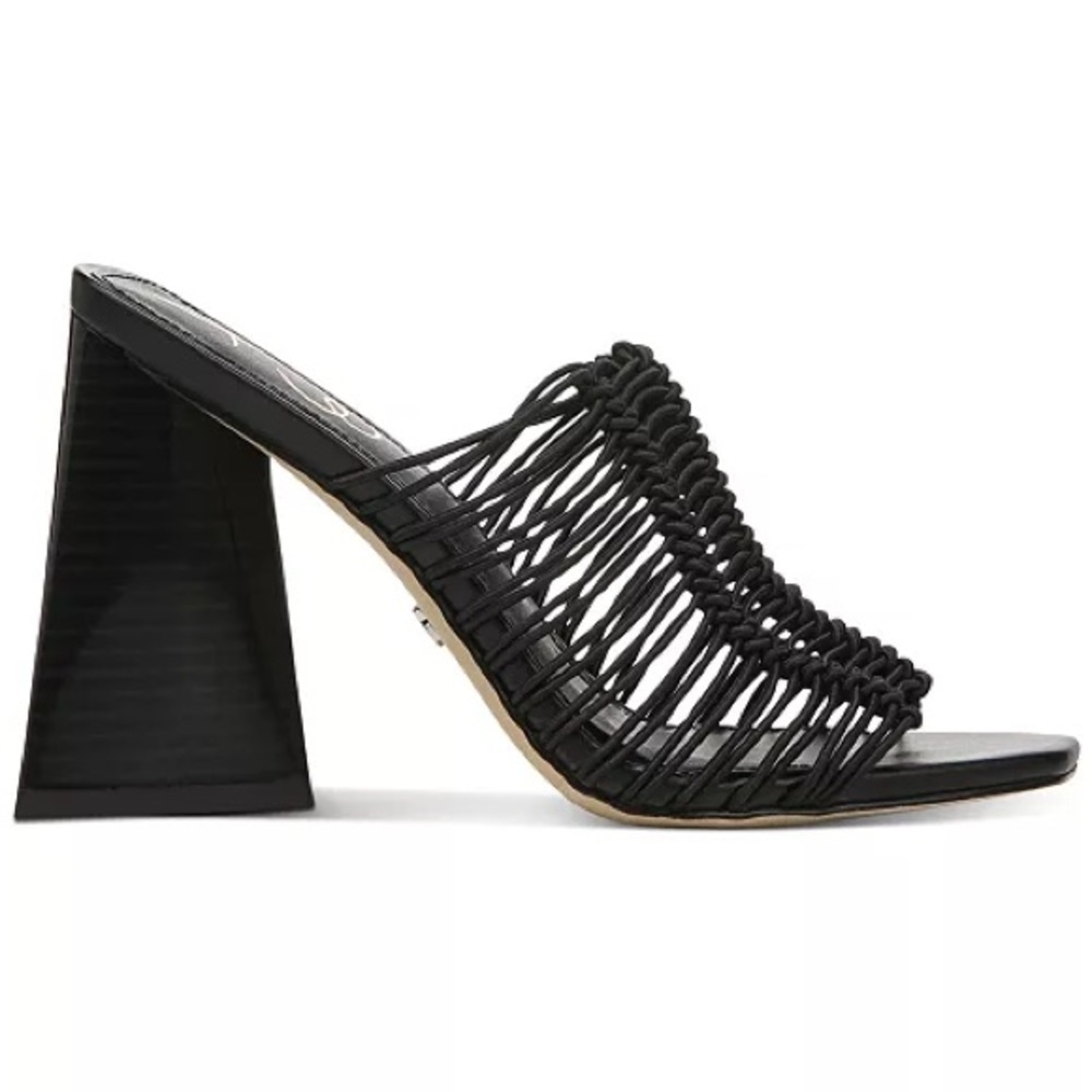 Sam Edelman Black Braided Strap Block Heel Mule